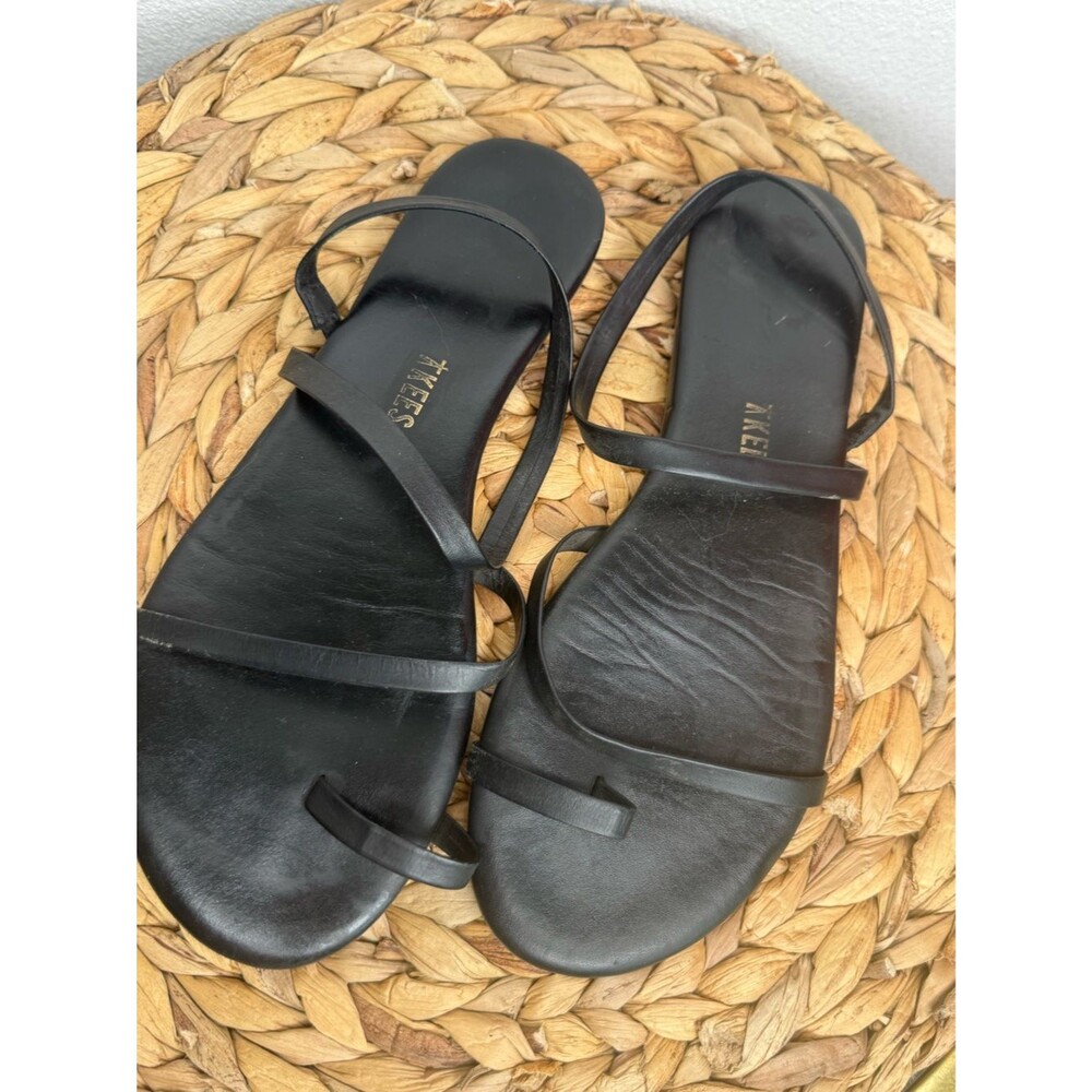 Tkees Sandal Mia Napa Black Leather Strappy Flat Sandals Women's Minimalist